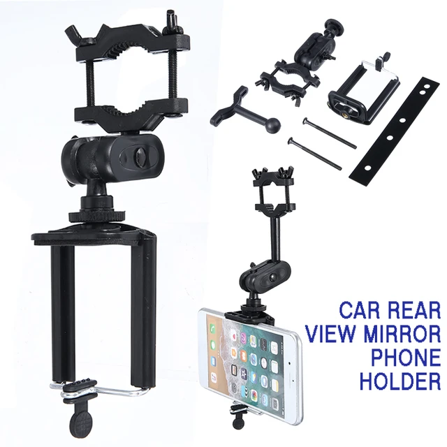 Mayitr 1pc Universal Car Rear View Mirror Mobile Phone Holder  Multi-functional Adjustable Stand Bracket - AliExpress