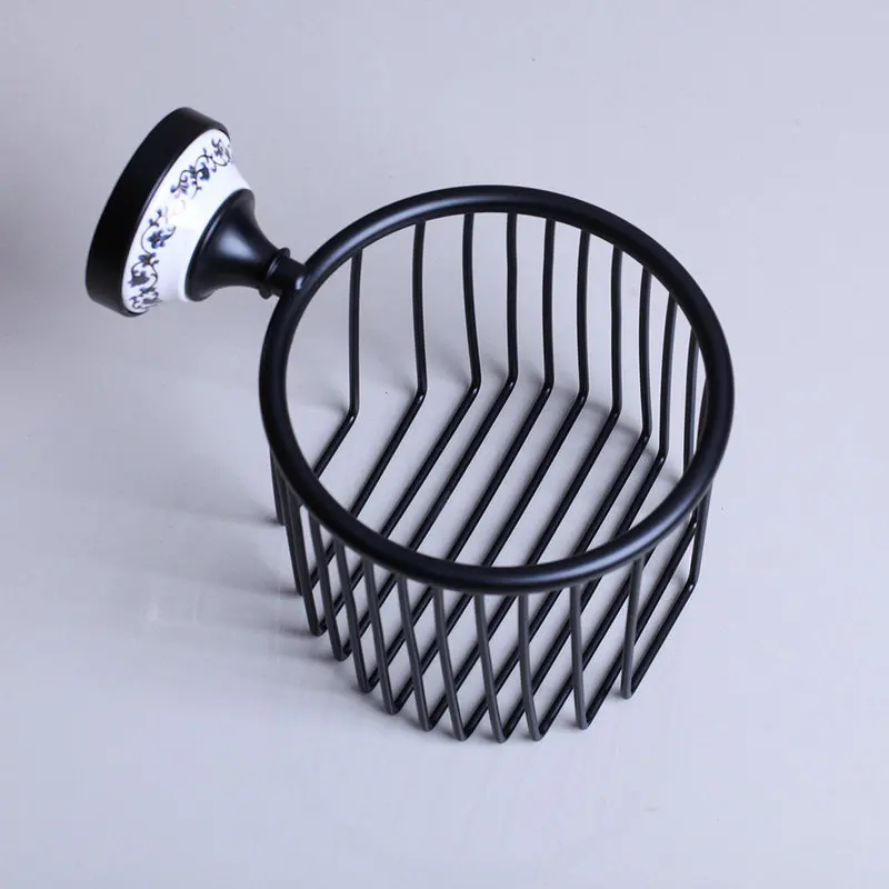 YANKSMART Wall Mounted Black Washroom Bathroom Accessories Towel Ring Rack Paper Holder Toilet Brush Holder Frosted Glass Cup
