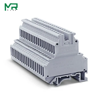 

10PCS/ UKK3 DIN Rail Double Level Terminal Block 500V 25A 28-12AWG for wires connecting +10 bit connector bridge FBI 10-5