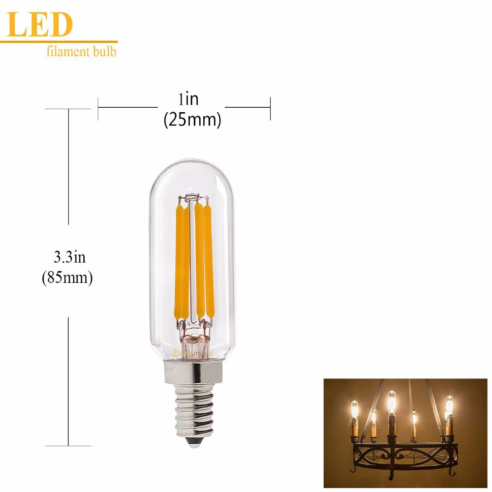LED 전구 E14 LED 조명 T25 4W 8W 12W 쿠커 후드 필라멘트 램프 추출기 팬 전구 따뜻한 흰색/흰색 조명 220V