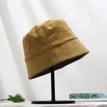 Японский литературный стиль для женщин и мужчин Вельветовая Панама кепки Harajuku хип хоп сплошной цвет Солнцезащитный защита с широкими полями упаковываемая Рыбацкая шляпа