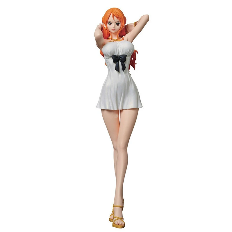 9 One Piece Nami Anime Sexy Figures White Dress Charm Girl Golden Cat Sticker Original Pvc Action Figure Toy Box 24cm Q377 Action Figures Aliexpress
