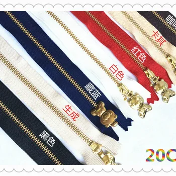

20pcs/lot Metal Zipper 20cm Close End Gold Bear Decorative Puller Head Bag Patchwork Tailor Sewing Accessories