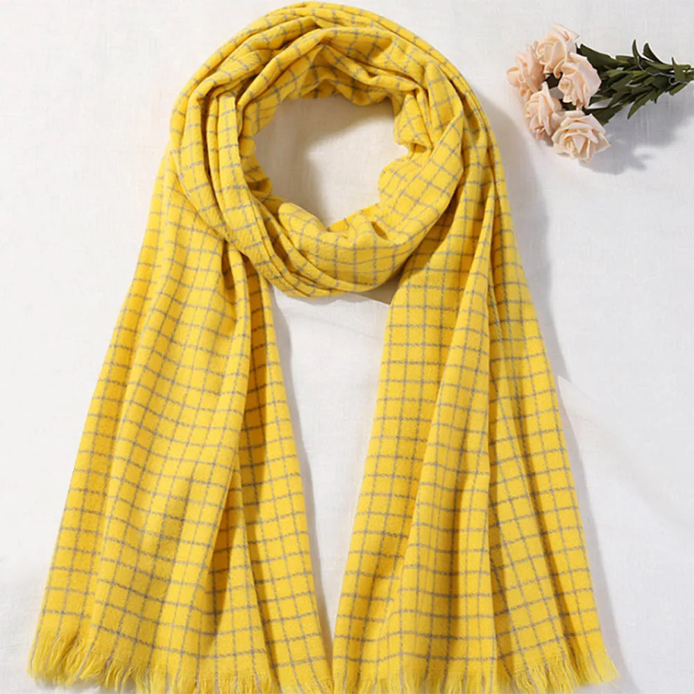 [AETRENDS] Women Scarf Classic Plaid Scarf Warm Wrap Shawl for Fall Winter Scarves K-0021 - Цвет: Yellow