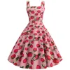 Strawberry Print Strapless Summer Dresses Women 50S 60S Robe Vintage Pinup Retro Party Rockabilly Dress 2025 Vestido Elegant