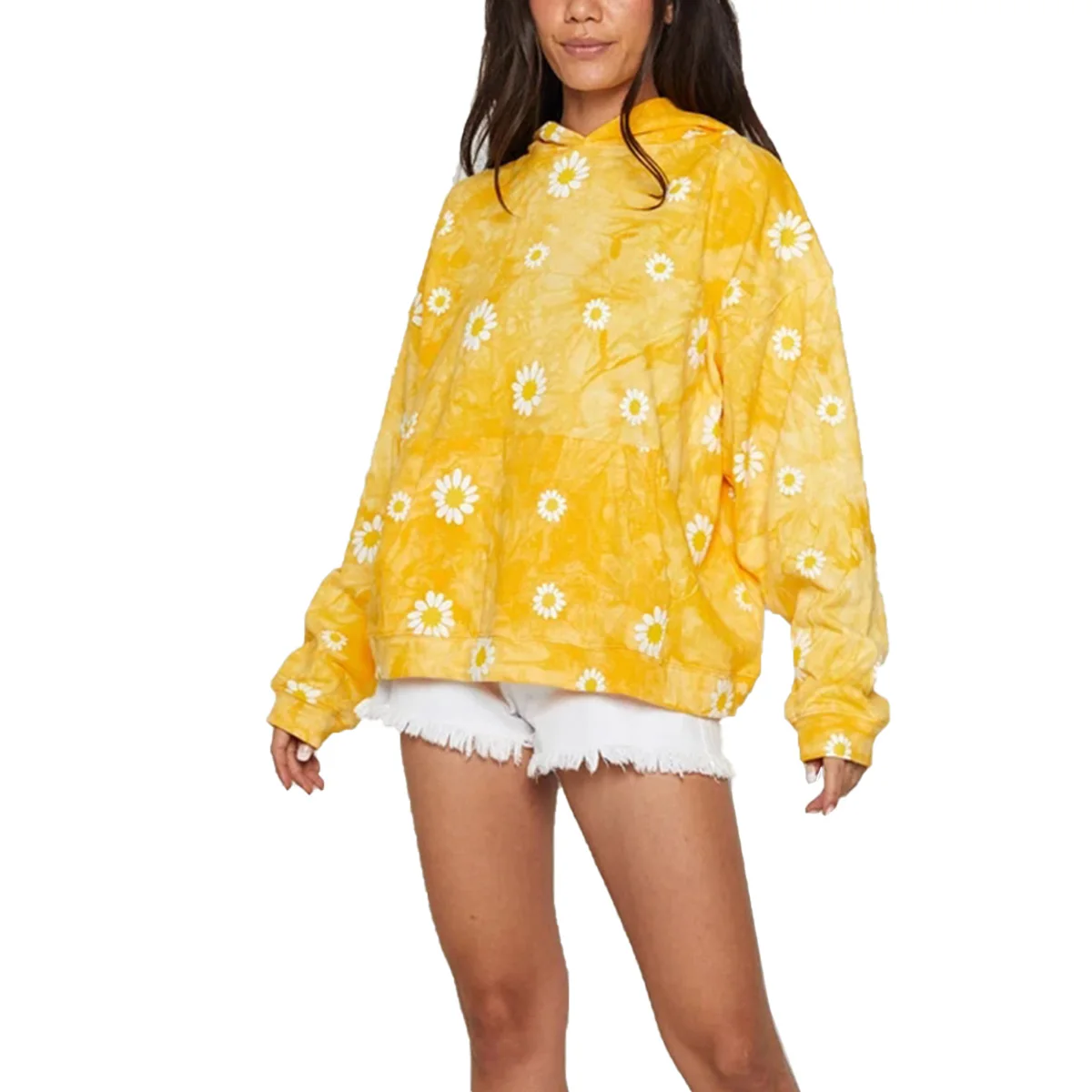 Kad n kap onlu s veter kravat boya i ek bask uzun kollu gev ek Hoodies jpg