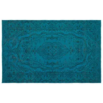 

Handmade Turquoise Vintage Overdyed Turkish Area Rug 179x278 Cm-5'10''X9'1''