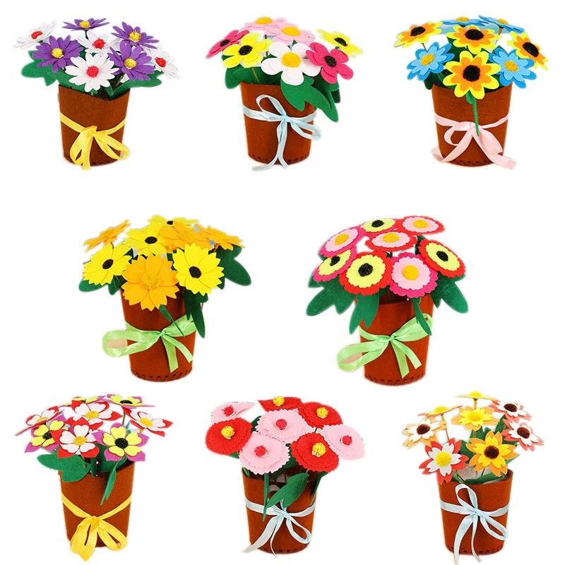 Non-Woven Potted Plants Without Cutting Flower Pots Children Diy Handmade Flowers Making Carnation Material Package | Игрушки и хобби