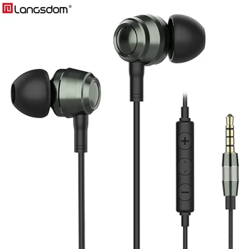 

Langsdom AM100 Metal Hybrid Earphone Wired Headphones With Microphone HIFI Bass Headsets 3.5mm In Ear Earphones for phone mp3