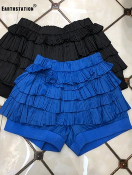 

Free shipping Heavy craft pleated Zou elastic waist layered shorts ladies summer new fashion personality wild skirt skirt