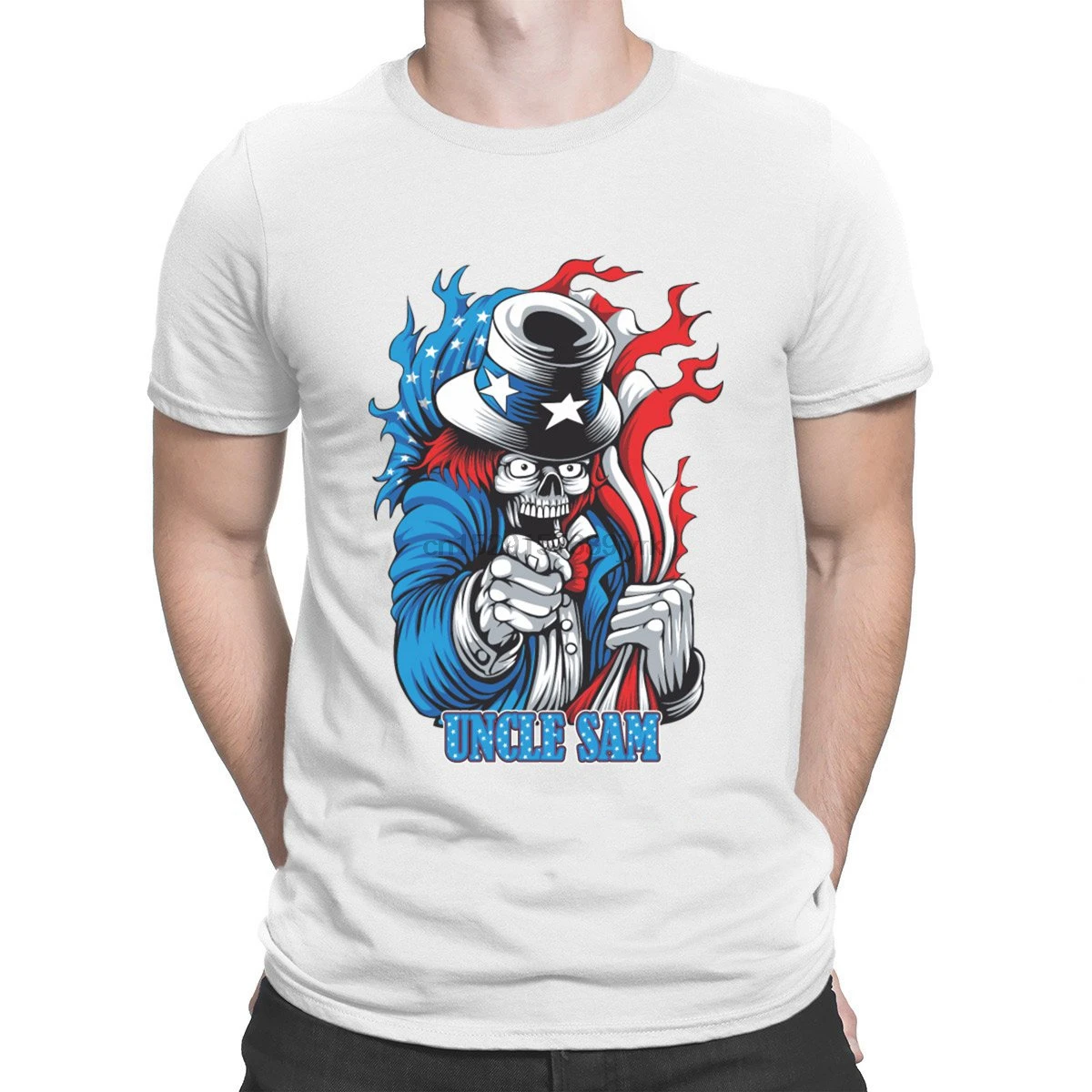 Футболка с принтом Череп от Uncle Sam Joker Классическая мужская футболка в стиле хип