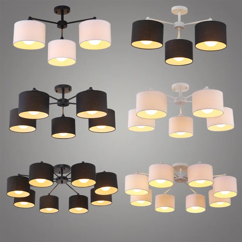 

Nordic Living Room, Bedroom, Study Roof Lighting Cloth Art Korean LED Restaurant Modern Simple Roof Lighting