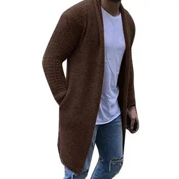 

Autumn Winter Men's Long Sweatercoat Solid Color Long Sleeve Hooded Sweater Outerwear Casual Sweater Cardigan