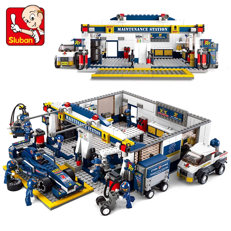 

S Model Compatible with B0356 741pcs F1 Track Service Models Building Kits Blocks Toys Hobby Hobbies For Boys Girls