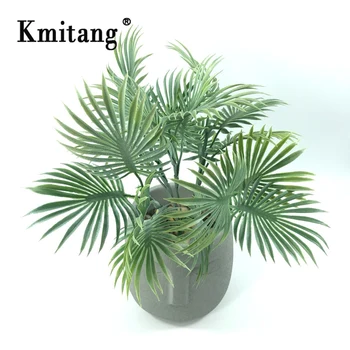 

35cm 5 Forks Tropical Palm Tree Artificial Plants Fake Monstera Tree Banches Plastic Palm Leaves For Home Garden Wedding Decor