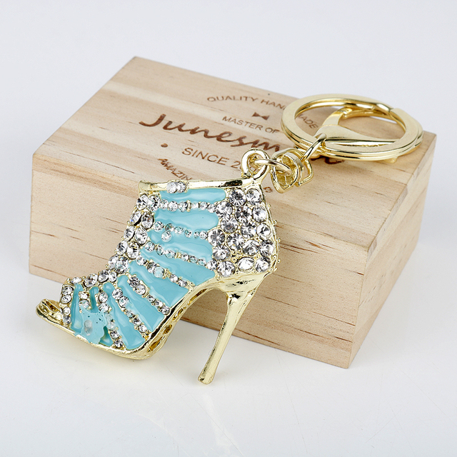 Heel Shoes Keychain Crystal Car Key Chains Women Purse Pendant Key Holder Bag Decoration Rhinestone Trinket Porte Clef
