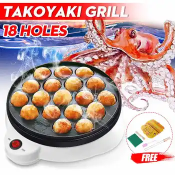 

AU Plug 850W 18 Hole Takoyaki Grill Pan Electric DIY Home Octopus Meat Ball Maker Plate Set Baking Machine Household