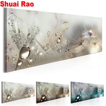 

Large size DIY 5d Diamond Painting Transparent Flower with Drop Water cross stitch kits Mosaic Diamond Embroidery modern Crafts