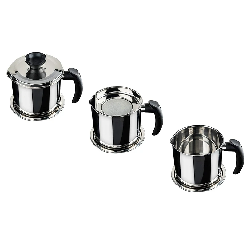 

Grease Container With Separator Durable Bacon Cooking Oil Strainer And Cooking Grease Can For Reusing Oil Stainless Steel