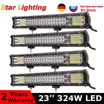 

4pcs 7D 324w 22 inch Triple Row LED Work Light Bar Spot Flood Beam 12V 24V Driving Work Extra Lamp For Truck Tractor ATV Car