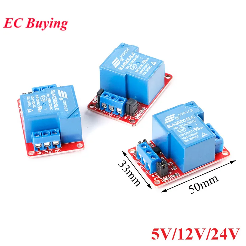 ONE TWO 1 2 channel relay module 30A with optocoupler isolation 5V 12V 24V supports high and low Triger trigger | Электронные