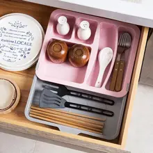 Телескопический ящик Органайзер коробка для хранения столовых приборов лоток Регулируемый разделитель для офиса кухня туалетный столик 72XF