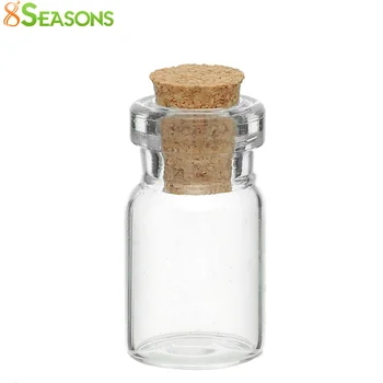 

8SEASONS Glass Bottles Jewelry Vial Cork Stoppers Cylinder Transparent 24mm x 10mm,10 Pcs