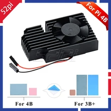 52Pi Original nouveau! Kit de radiateur de ventilateur de refroidissement extrême de CNC uniquement pour la framboise Pi 4 B/3 B +/3B Plus/3 B, ne comprend pas la carte Pi(China)