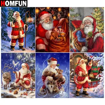 

HOMFUN 5d Diamond Painting Full Square/Round ‘Santa christmas winter" Picture Of Rhinestone DIY Diamond Embroidery Home Decor