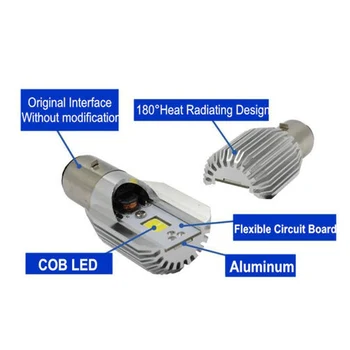 

8V-80V H6 BA20D 8W COB Chip LED Motorcycle High/Low Beam Headlights Bulbs Lights