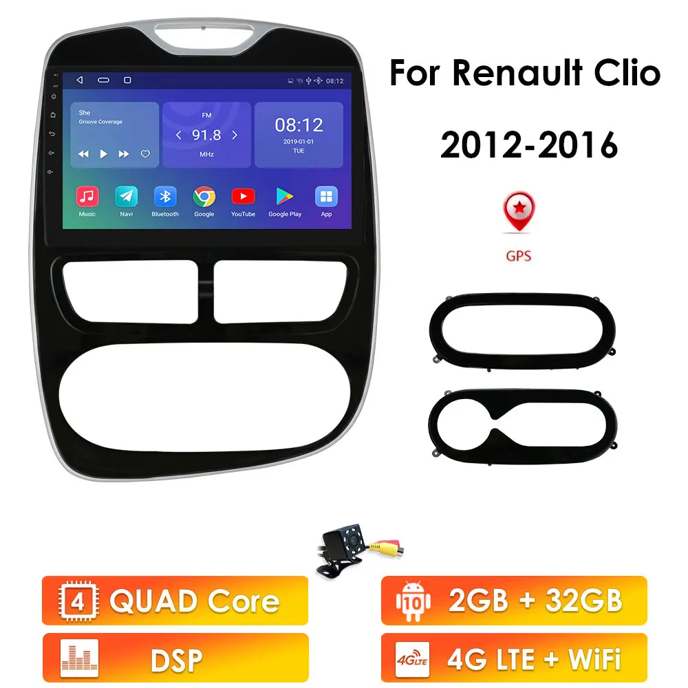 US $134.99 autoradio 2din Android 10 car multimedia player for Renault CLIO 20122016 car radio GPS navigation WiFi Bluetooth 4G LTE RDS BT