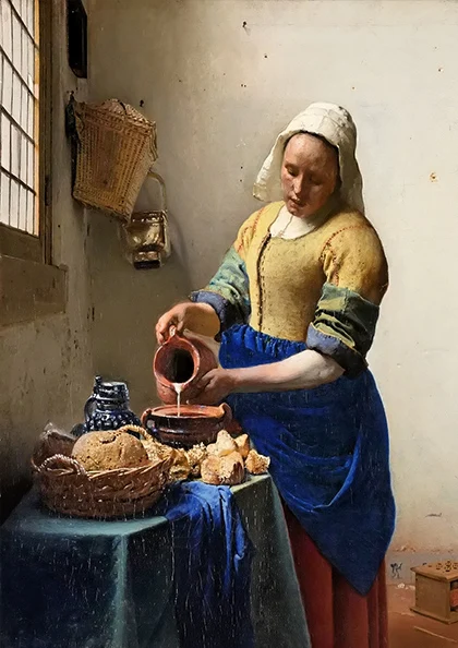 The Milkmaid Johannes Vermeer Dutch School Vintage Kraft Posters Canvas Paintings Wall Stickers Bar Home Decoration Gift