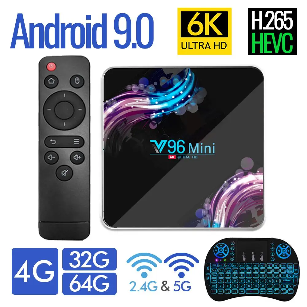 2020 русский 4 ГБ 64 32 HD 6K ТВ-бокс Android 9 Smart TV BOX 9.0 2.4G и 5G Wifi 4K 1000M медиаплеер с портом HDMI