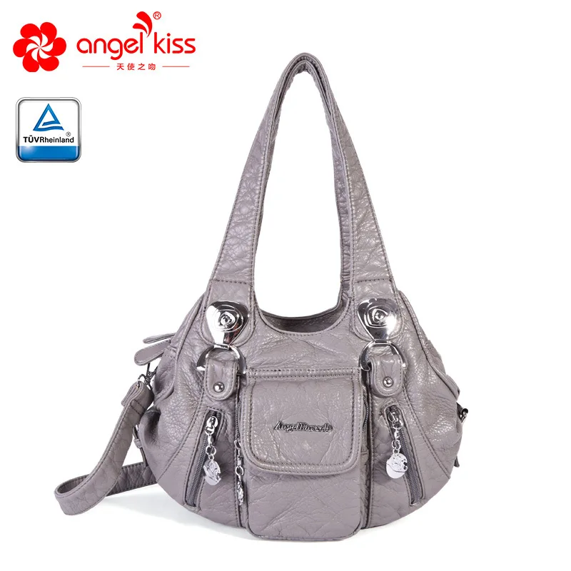 Light gray Моющаяся дамская сумка из искусственной кожи, однотонная женская сумка, различные цвета, на одно плечо, Диагональная Сумка ZF10182 - Цвет: Light gray