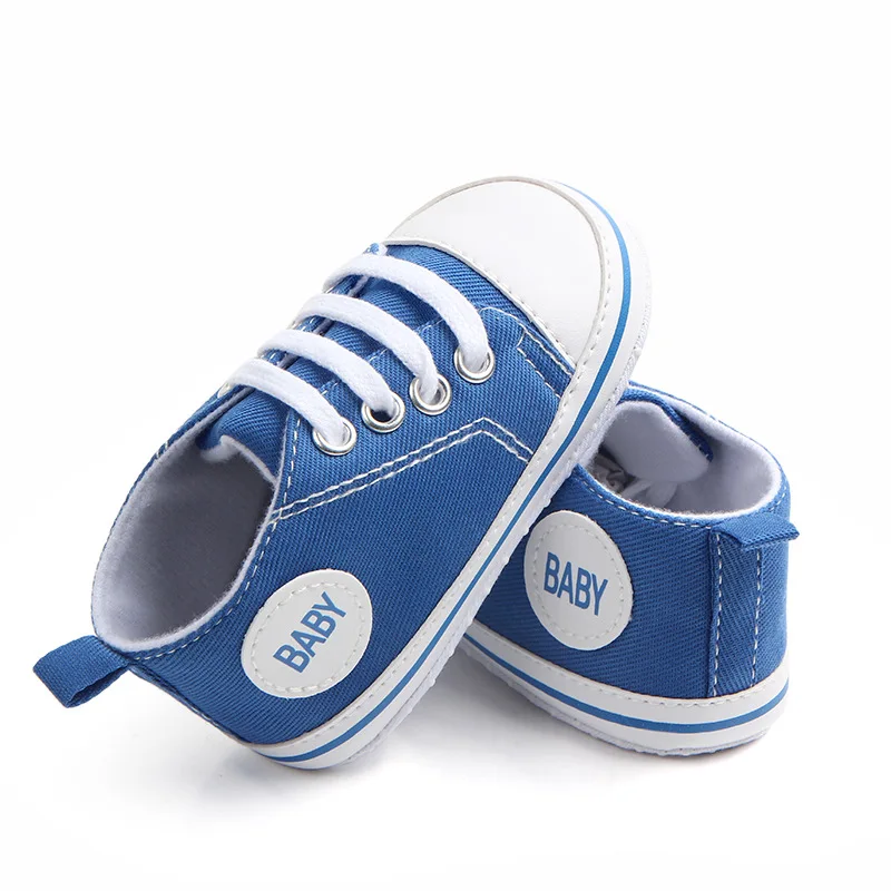 Детская повседневная обувь; Милые парусиновые кроссовки для новорожденных; обувь для маленьких мальчиков и девочек с мягкой подошвой; обувь для малышей - Цвет: Синий