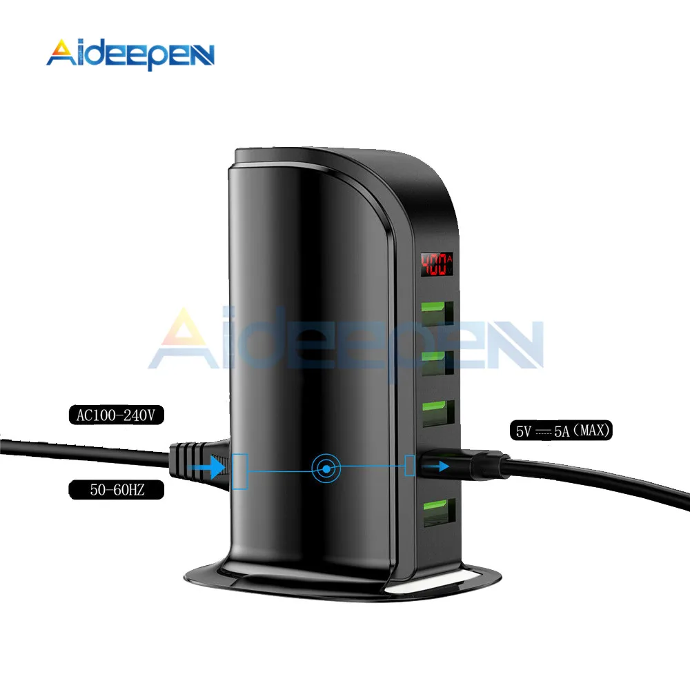 5 портов USB зарядное устройство концентратор светодиодный дисплей док-станция для зарядки с USB универсальный мобильный телефон Настольный настенный домашний зарядное устройство s EU UK US Plug