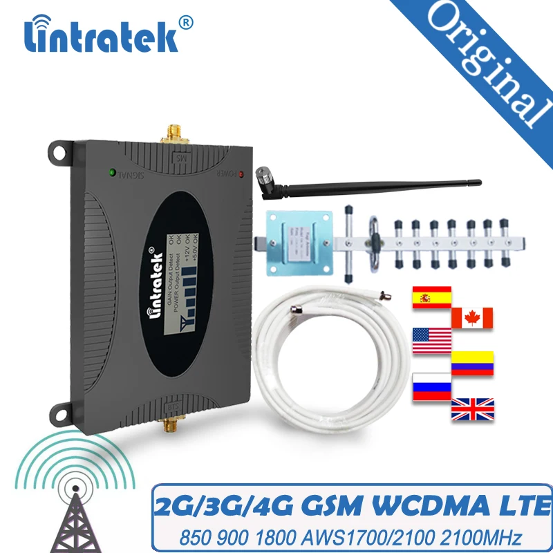 Cdma aws 4g amplificador de sinal 2100 gsm lte celular 1800 2g 3g umts wcdma 850 900 1700/2100mhz impulsionador dcs repetidor de telefone celular