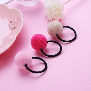 

Newly 7 Pcs Children Girl Elastic Hair Band Ties Plush Ball Ponytail Loop Holder Accessories CLA88