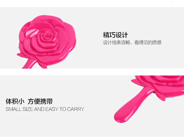 Makeup Mirror Rose Small Mirror Portable Hand-hold Mirror Creative Plastic Mirror Dressing Mirror Manufacturers Direct Sell