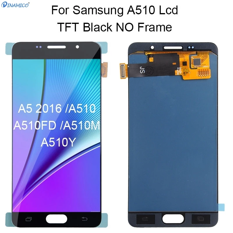 Dinamico Super Amoled A5 дисплей для samsung Galaxy A510 Lcd кодирующий преобразователь сенсорного экрана в сборе A510M A510F дисплей с рамкой - Цвет: TFT Adjustable Black