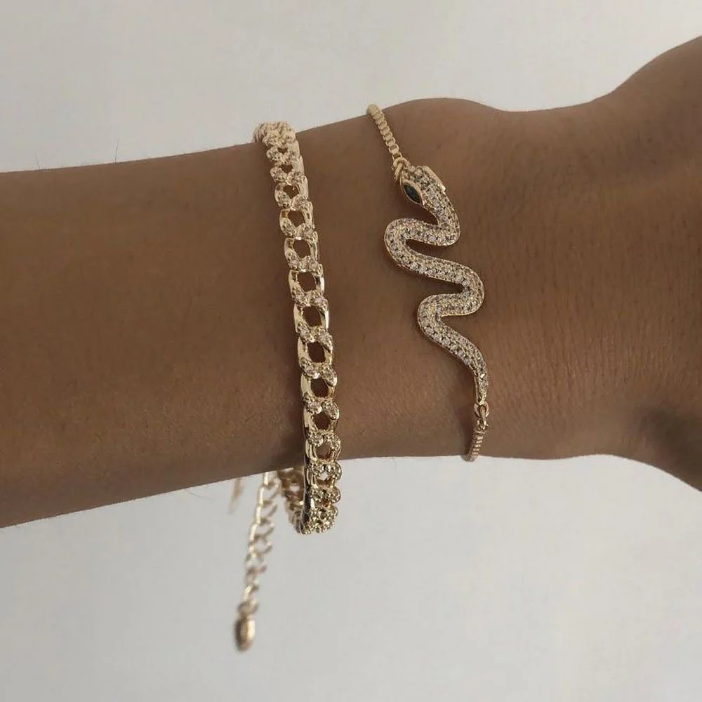 Women Boho Bracelets Vintage Geometric Gold-plate