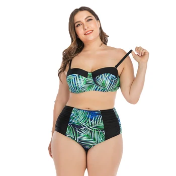 

2020 New Bikinis Women Plus Size Swimwear High Waist Swimsuit Bathing Suits Retro Vintage Push Up Bikini Set 4XL