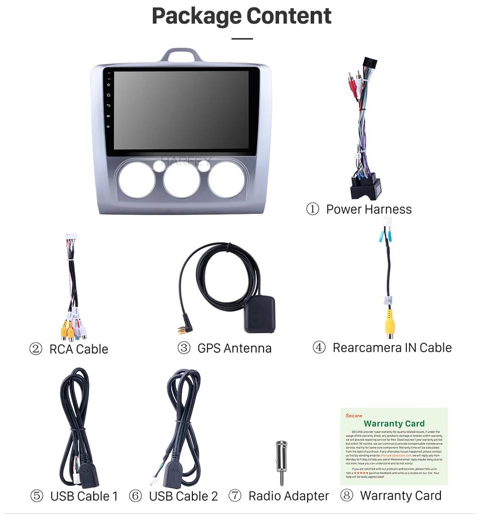 Perfect Harfey Car Radio 9 inch Autostereo GPS Android 8.1 USB Multimedia Player For 2007-2010 ford focus EXI MT 2 3 Mk2/Mk3 Auto Audio 18