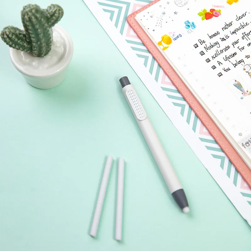 

Practical Less Crumb Eraser Push-on Type Rubber Eraser Pen With 2 Classical Eraser Refill Office School Student Supplies H6813