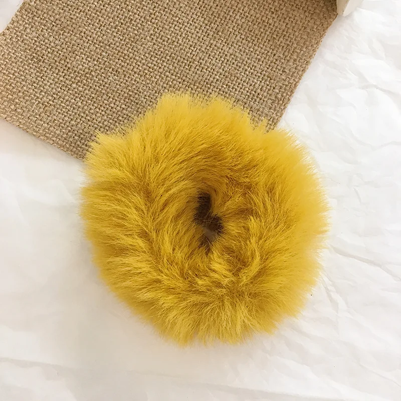 Yellow Новинка года. Милая резинка для волос из меха норки. Эластичная резинка для волос. Резиновые плюшевые резинки с завязками. Заколка для волос для женщин и девушек. Аксессуары для волос - Окраска металла: Yellow