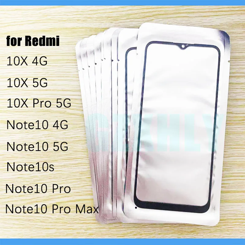 10 шт./лот стекло + OCA ЖК передний Внешний объектив для Xiaomi Redmi 10X Pro Note 10s Max 4G