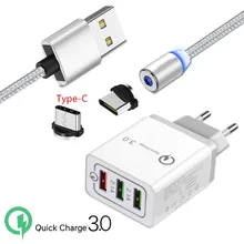 Магнитный кабель для samsung Note 10 S9 S8 A60 A30 Oppo Reno Z OnePlus 5 6 7 Pro type C Магнитный зарядный провод QC 3,0 USB быстрое зарядное устройство