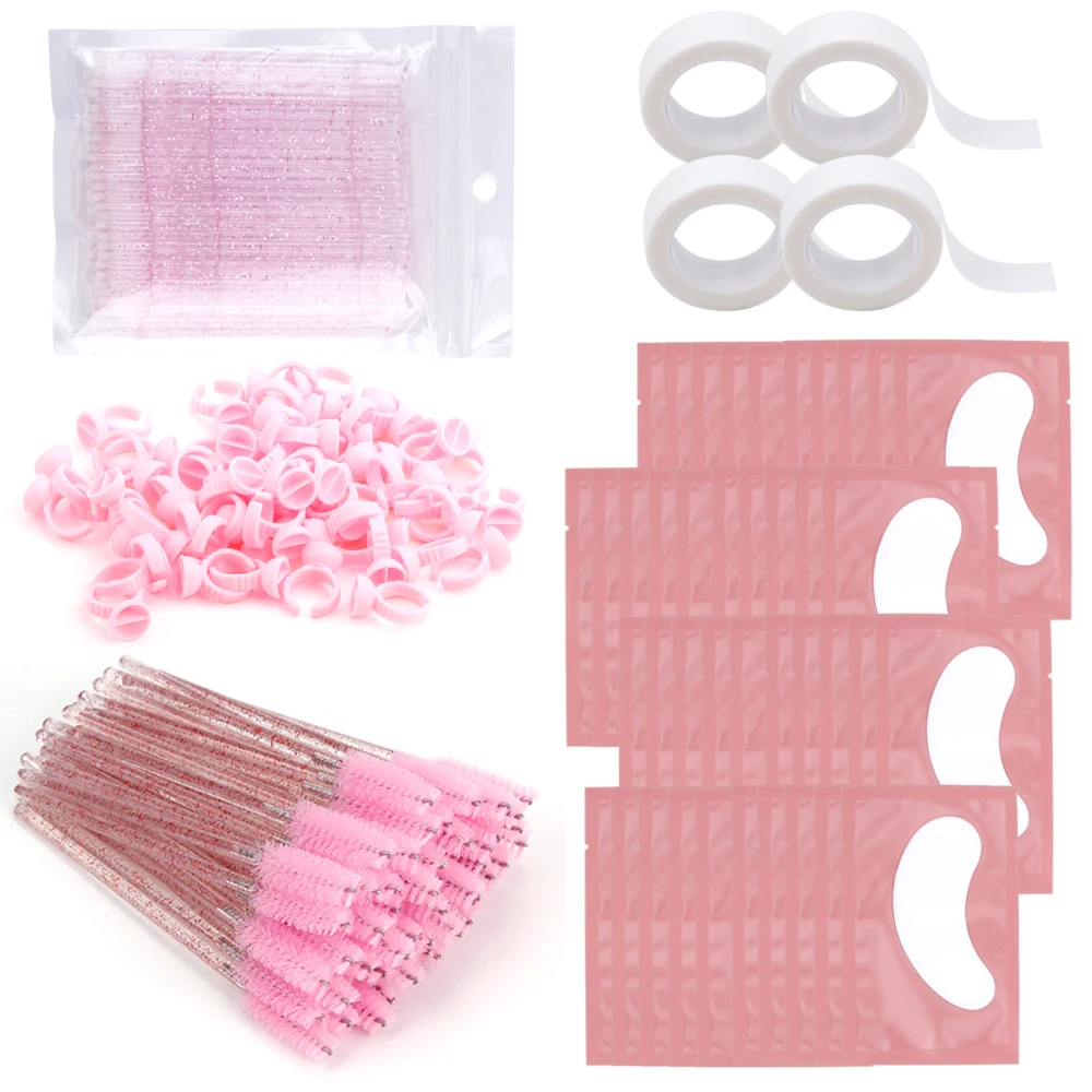 

Eyelash Extension Supplies Set Disposable Mascara Wands Applicator Lash Micro Brush Tape Eyelash Glue Ring Eye Pad Patches Tools