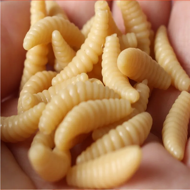 Рыболовные приманки запах мягкая Акция 50 шт 2 см 0,3 г Maggot рыбальская приманка-личинка крючки черви Светящиеся креветки