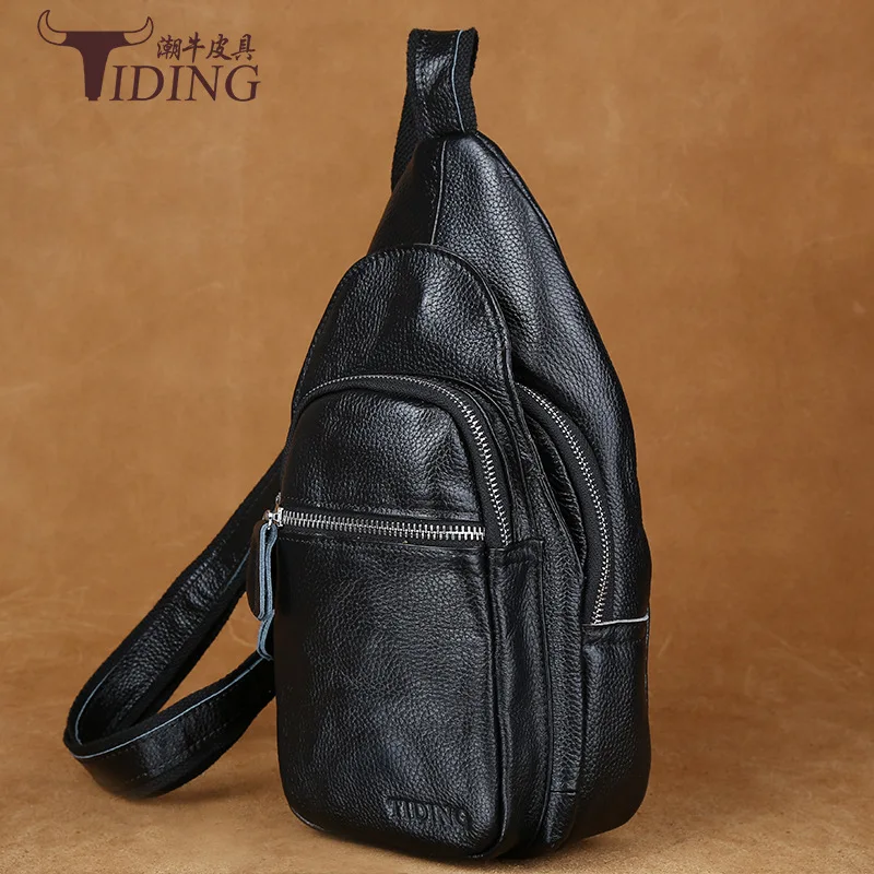 

Tiding Korean-style Genuine Leather Shoulder Chest Pack Full-grain Leather MEN'S Single-shoulder Bag Triangle Bag 3038